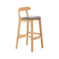 Upholstered Indoor Bar Stool Nordic Solid Wood Bar Stools with Natural Base