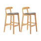 Upholstered Indoor Bar Stool Nordic Solid Wood Bar Stools with Natural Base