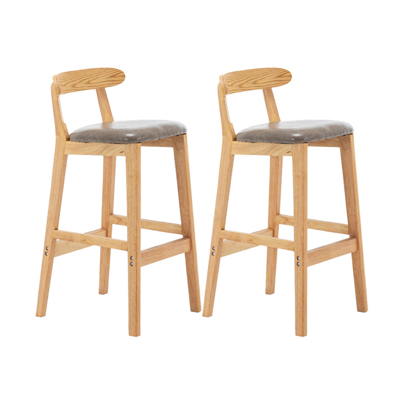 Upholstered Indoor Bar Stool Nordic Solid Wood Bar Stools with Natural Base