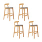 Upholstered Indoor Bar Stool Nordic Solid Wood Bar Stools with Natural Base