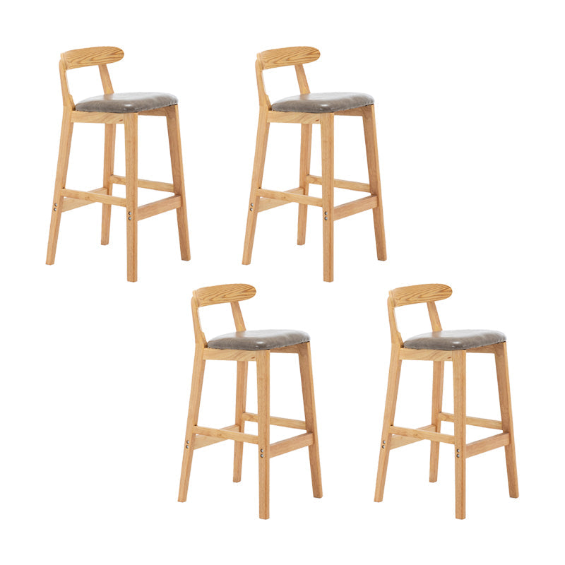 Upholstered Indoor Bar Stool Nordic Solid Wood Bar Stools with Natural Base
