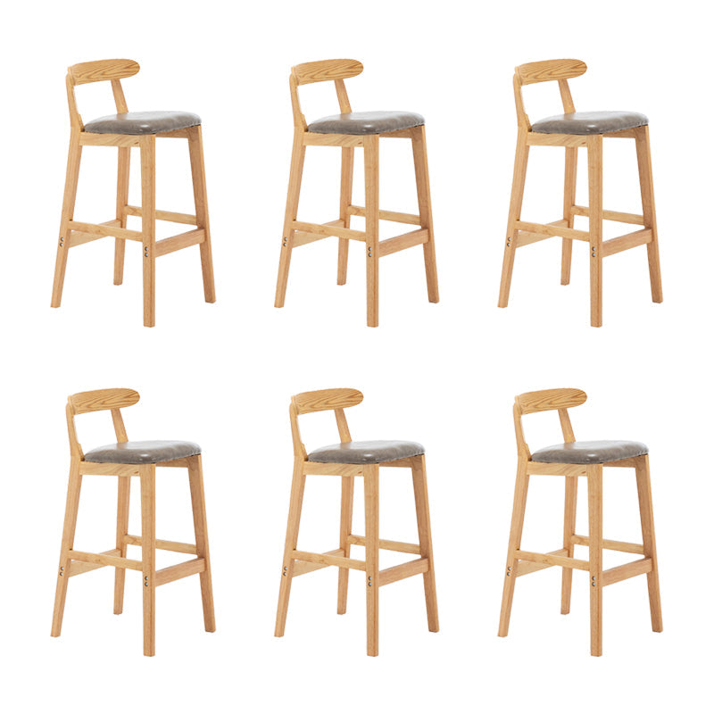 Upholstered Indoor Bar Stool Nordic Solid Wood Bar Stools with Natural Base