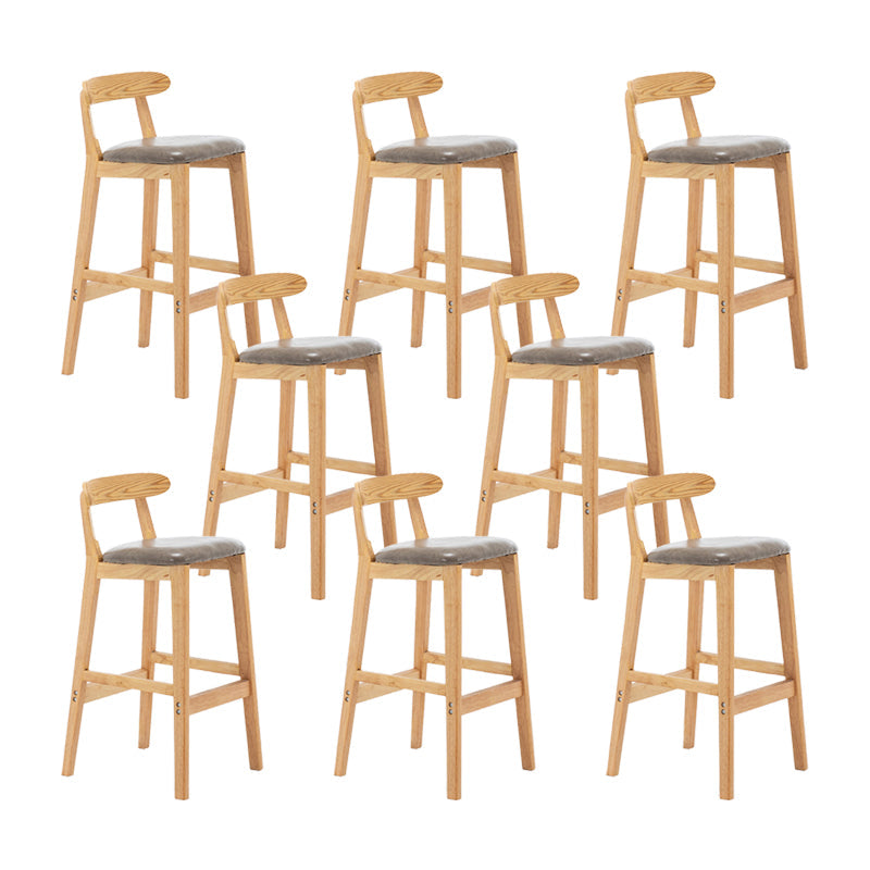 Upholstered Indoor Bar Stool Nordic Solid Wood Bar Stools with Natural Base