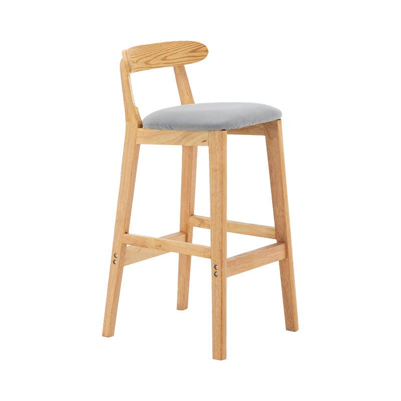 Upholstered Indoor Bar Stool Nordic Solid Wood Bar Stools with Natural Base