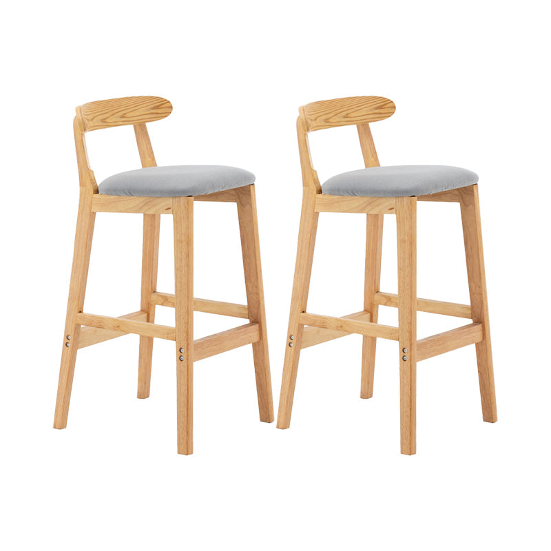 Upholstered Indoor Bar Stool Nordic Solid Wood Bar Stools with Natural Base