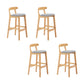 Upholstered Indoor Bar Stool Nordic Solid Wood Bar Stools with Natural Base