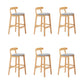 Upholstered Indoor Bar Stool Nordic Solid Wood Bar Stools with Natural Base