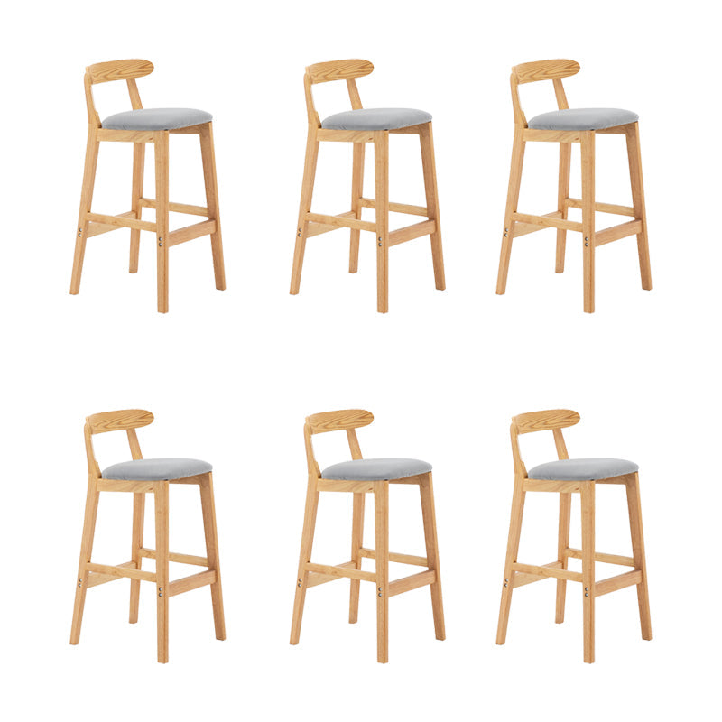 Upholstered Indoor Bar Stool Nordic Solid Wood Bar Stools with Natural Base