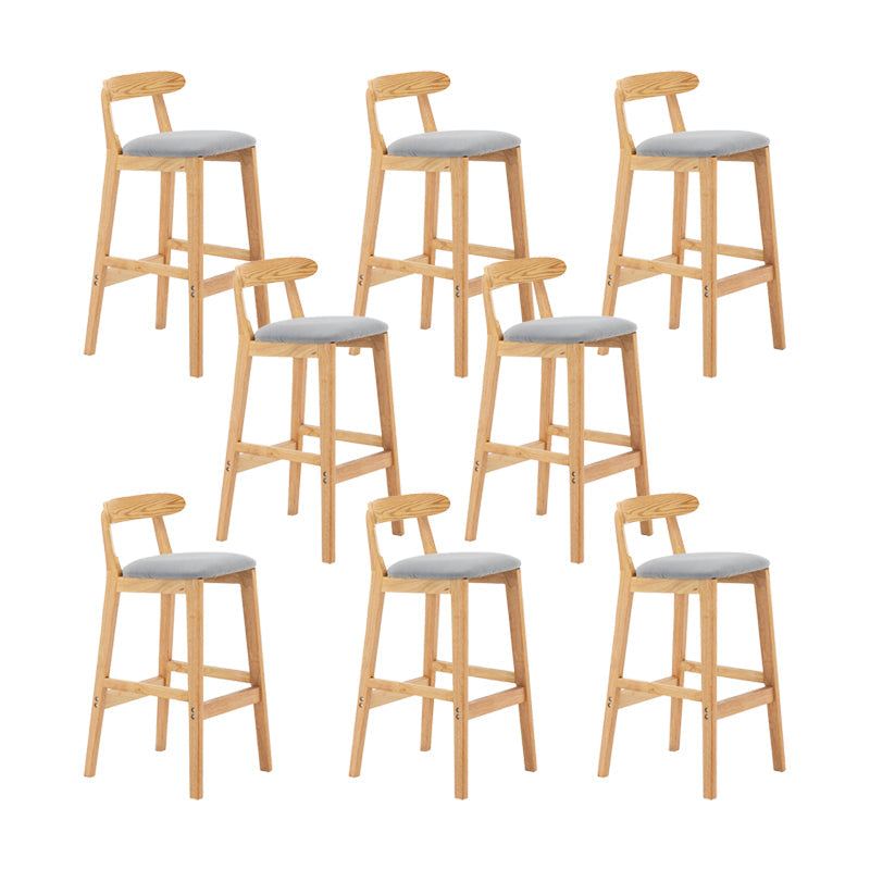 Upholstered Indoor Bar Stool Nordic Solid Wood Bar Stools with Natural Base