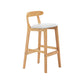 Upholstered Indoor Bar Stool Nordic Solid Wood Bar Stools with Natural Base