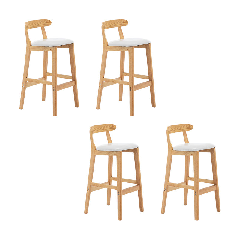 Upholstered Indoor Bar Stool Nordic Solid Wood Bar Stools with Natural Base