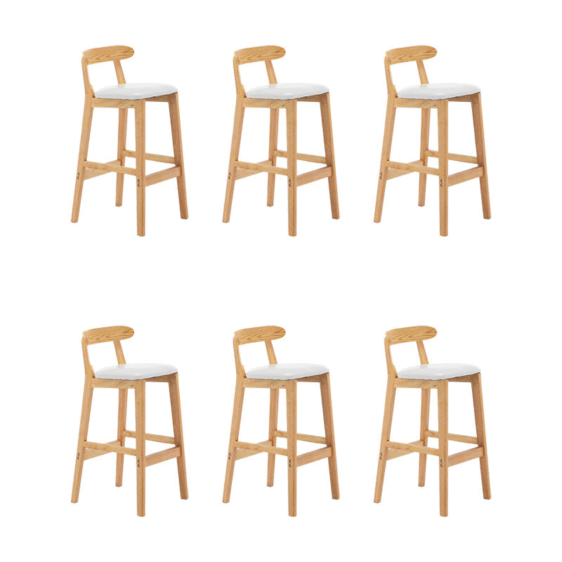 Upholstered Indoor Bar Stool Nordic Solid Wood Bar Stools with Natural Base