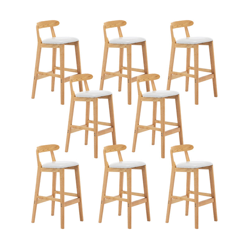 Upholstered Indoor Bar Stool Nordic Solid Wood Bar Stools with Natural Base