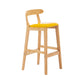 Upholstered Indoor Bar Stool Nordic Solid Wood Bar Stools with Natural Base