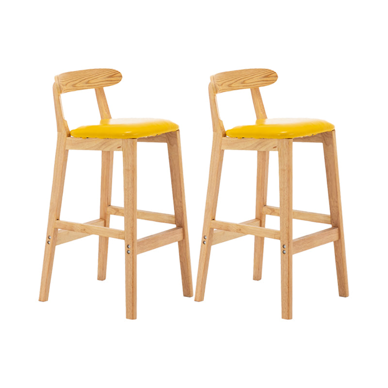 Upholstered Indoor Bar Stool Nordic Solid Wood Bar Stools with Natural Base