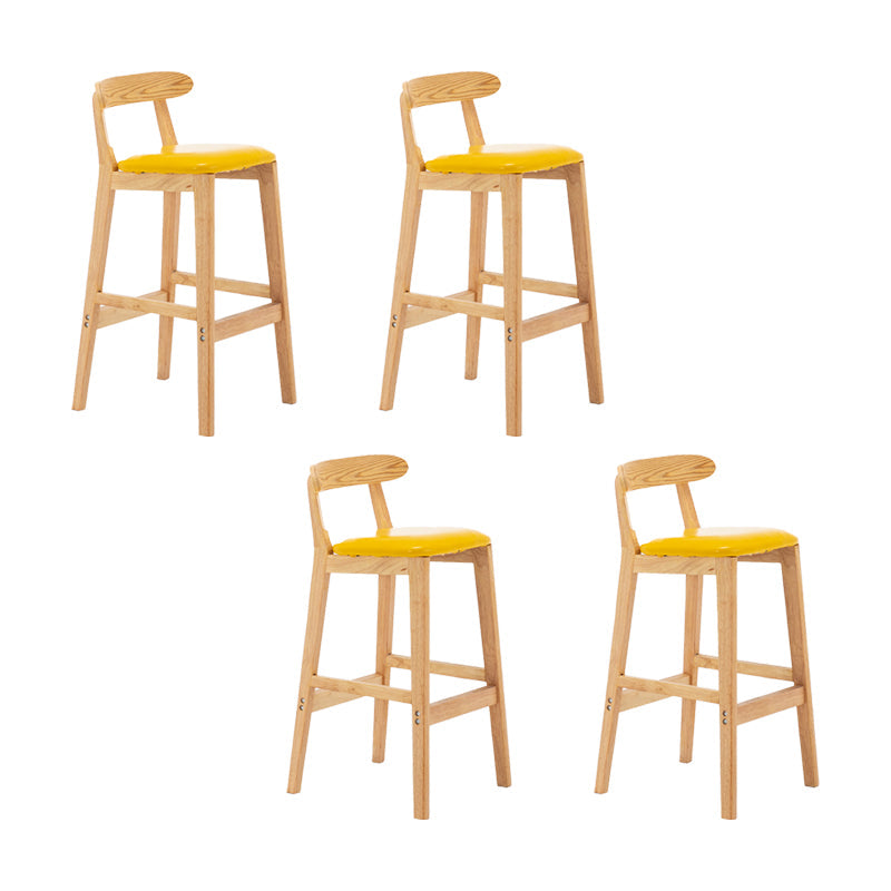 Upholstered Indoor Bar Stool Nordic Solid Wood Bar Stools with Natural Base