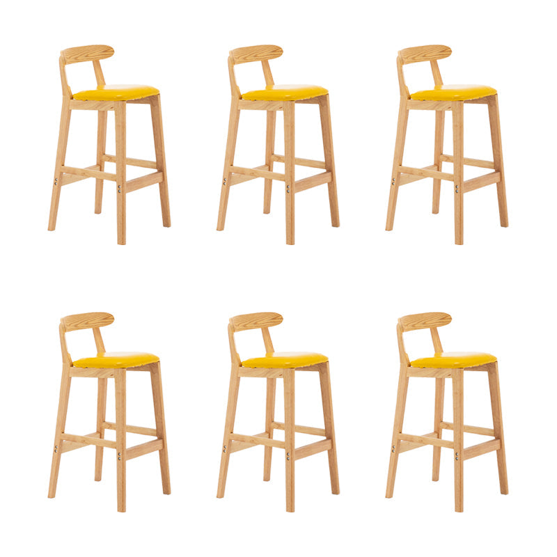Upholstered Indoor Bar Stool Nordic Solid Wood Bar Stools with Natural Base