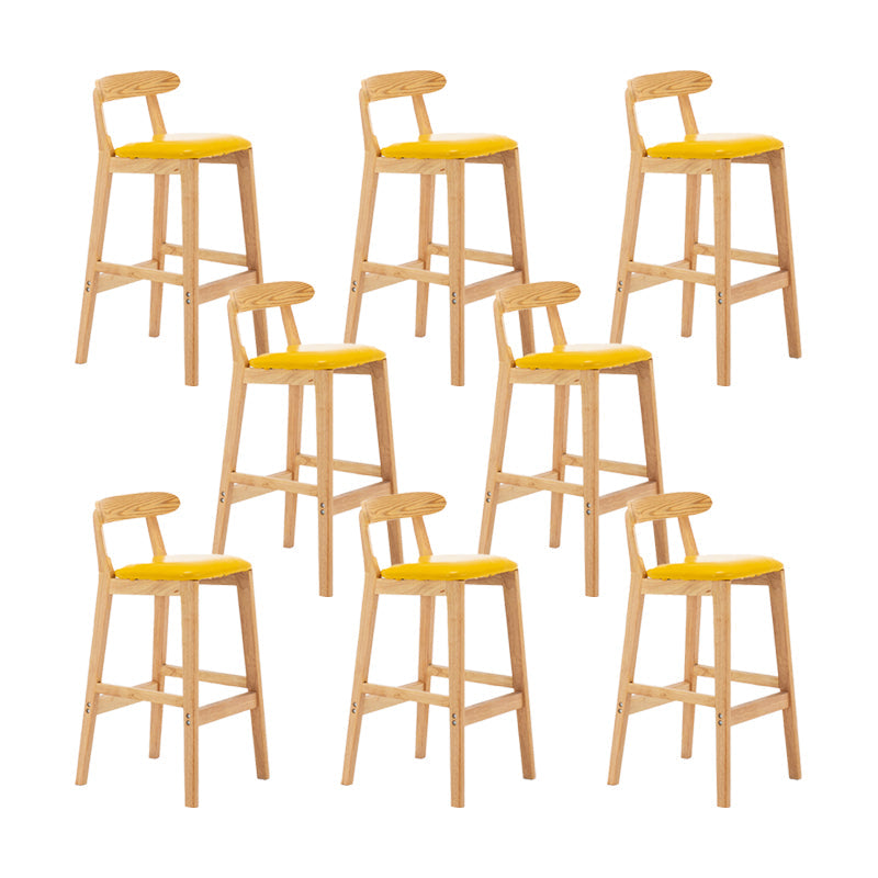 Upholstered Indoor Bar Stool Nordic Solid Wood Bar Stools with Natural Base