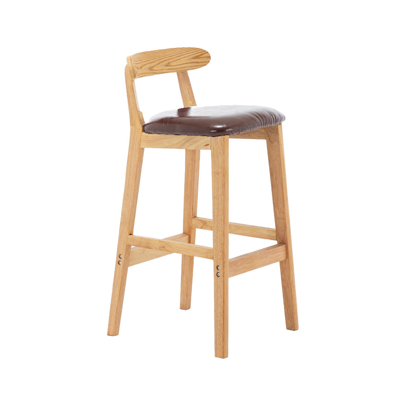 Upholstered Indoor Bar Stool Nordic Solid Wood Bar Stools with Natural Base