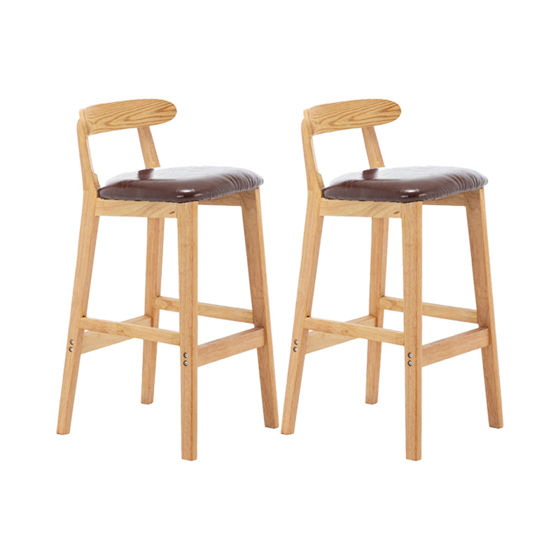 Upholstered Indoor Bar Stool Nordic Solid Wood Bar Stools with Natural Base