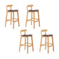 Upholstered Indoor Bar Stool Nordic Solid Wood Bar Stools with Natural Base