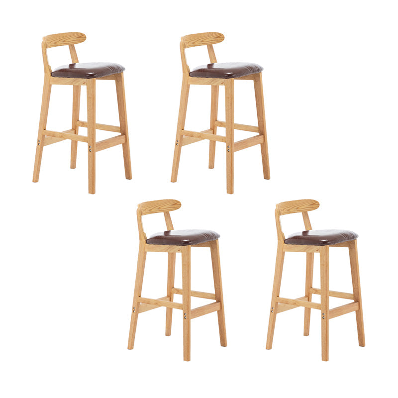 Upholstered Indoor Bar Stool Nordic Solid Wood Bar Stools with Natural Base