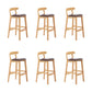 Upholstered Indoor Bar Stool Nordic Solid Wood Bar Stools with Natural Base