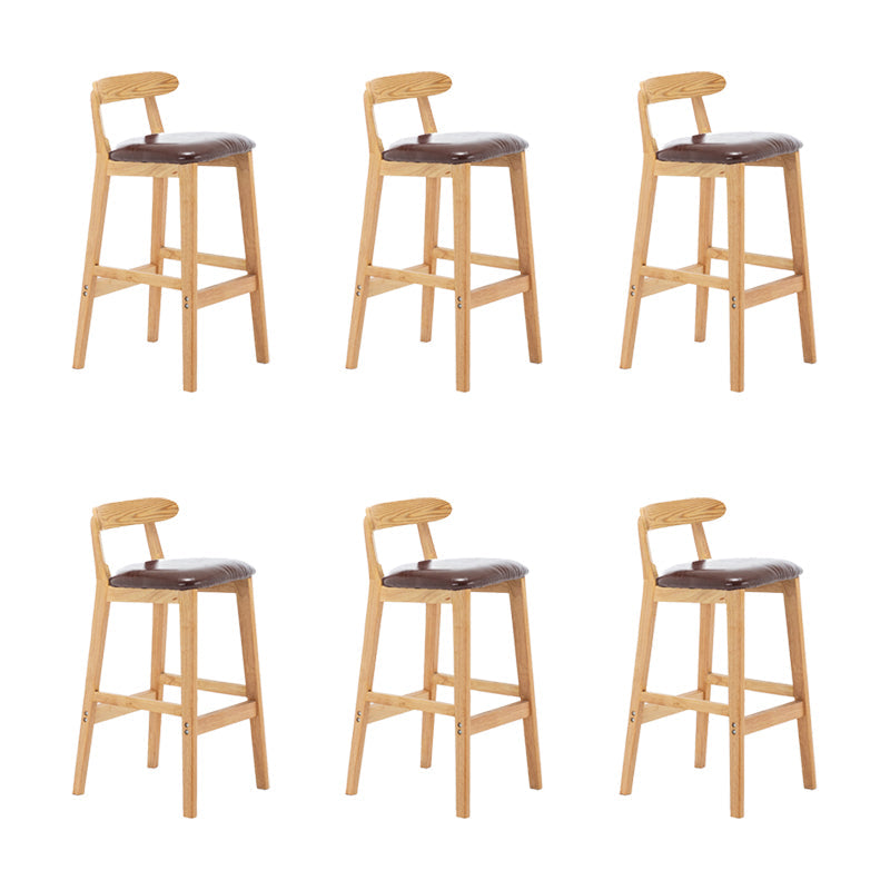 Upholstered Indoor Bar Stool Nordic Solid Wood Bar Stools with Natural Base