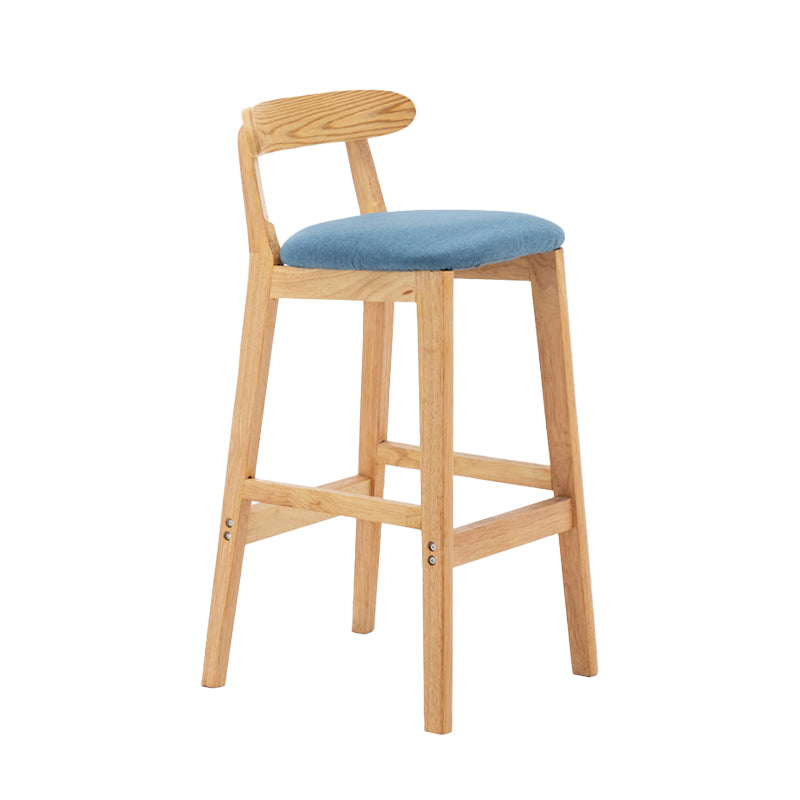 Upholstered Indoor Bar Stool Nordic Solid Wood Bar Stools with Natural Base