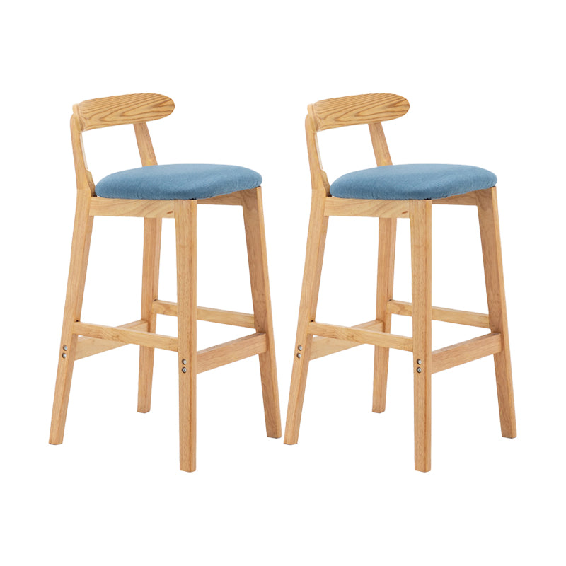 Upholstered Indoor Bar Stool Nordic Solid Wood Bar Stools with Natural Base