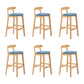 Upholstered Indoor Bar Stool Nordic Solid Wood Bar Stools with Natural Base