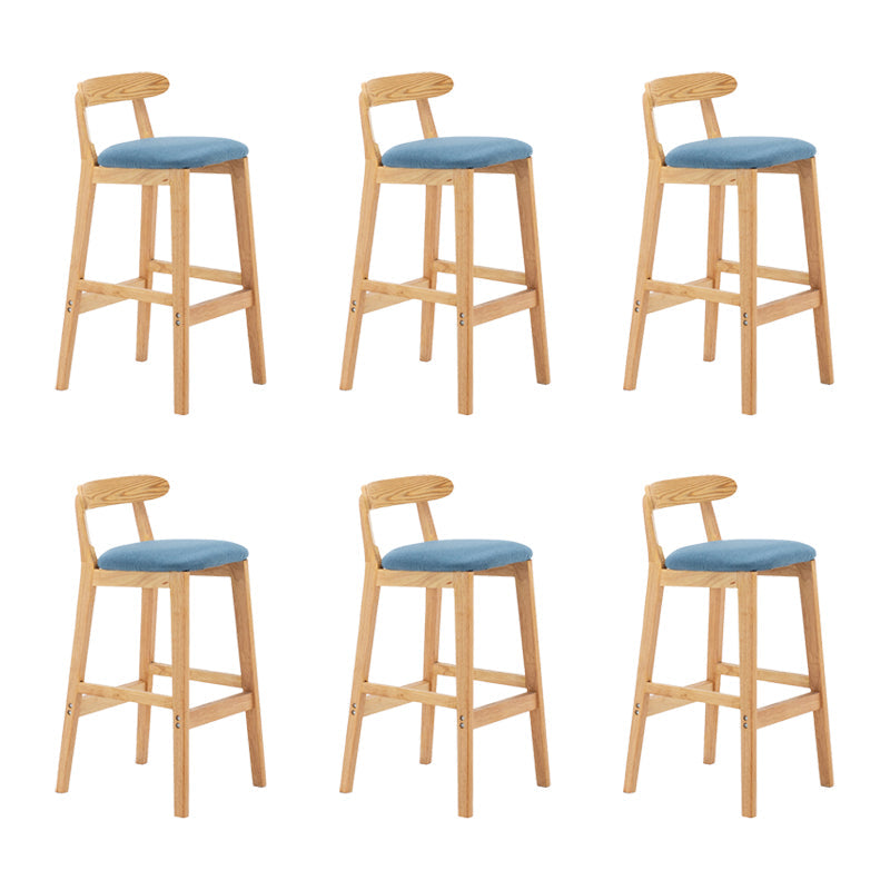 Upholstered Indoor Bar Stool Nordic Solid Wood Bar Stools with Natural Base