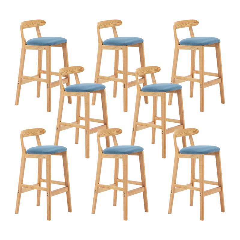 Upholstered Indoor Bar Stool Nordic Solid Wood Bar Stools with Natural Base