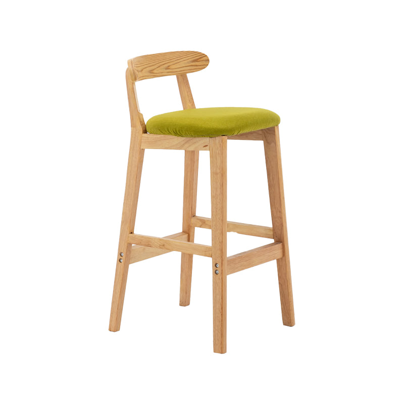 Upholstered Indoor Bar Stool Nordic Solid Wood Bar Stools with Natural Base