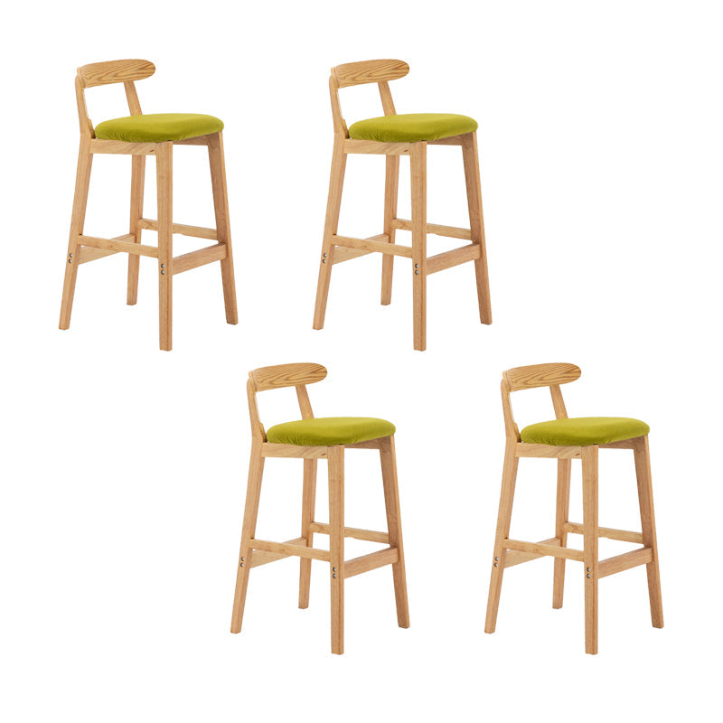 Upholstered Indoor Bar Stool Nordic Solid Wood Bar Stools with Natural Base