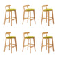 Upholstered Indoor Bar Stool Nordic Solid Wood Bar Stools with Natural Base