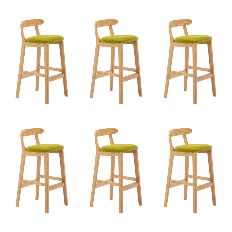 Upholstered Indoor Bar Stool Nordic Solid Wood Bar Stools with Natural Base