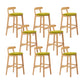 Upholstered Indoor Bar Stool Nordic Solid Wood Bar Stools with Natural Base