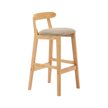 Upholstered Indoor Bar Stool Nordic Solid Wood Bar Stools with Natural Base