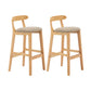 Upholstered Indoor Bar Stool Nordic Solid Wood Bar Stools with Natural Base