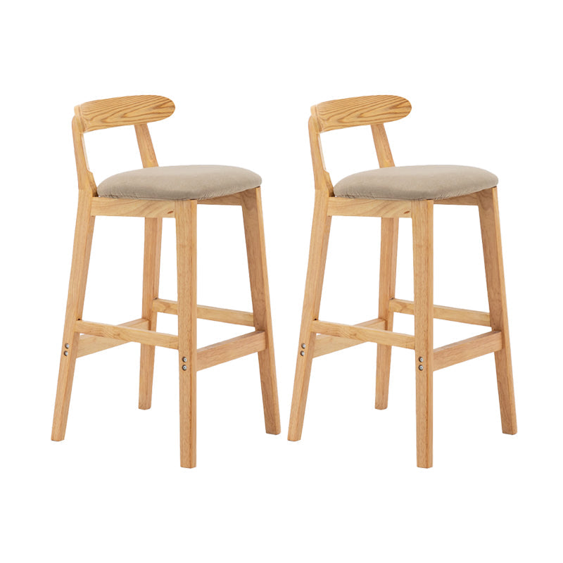 Upholstered Indoor Bar Stool Nordic Solid Wood Bar Stools with Natural Base