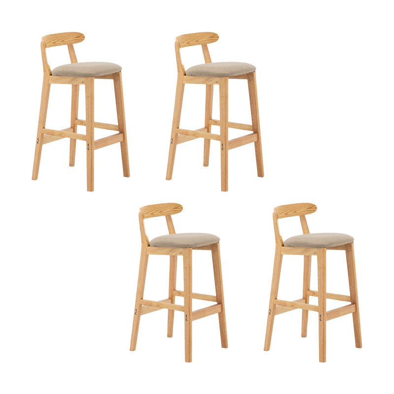 Upholstered Indoor Bar Stool Nordic Solid Wood Bar Stools with Natural Base
