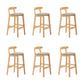 Upholstered Indoor Bar Stool Nordic Solid Wood Bar Stools with Natural Base