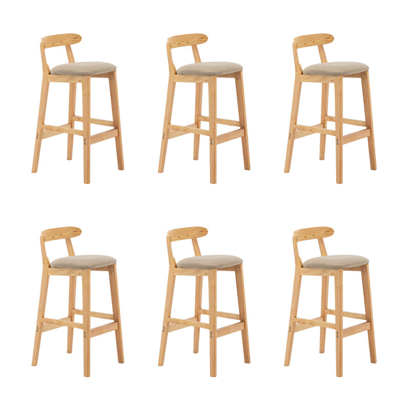 Upholstered Indoor Bar Stool Nordic Solid Wood Bar Stools with Natural Base