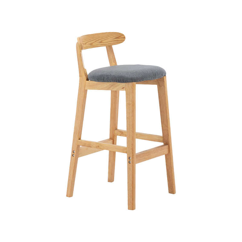 Upholstered Indoor Bar Stool Nordic Solid Wood Bar Stools with Natural Base