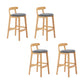 Upholstered Indoor Bar Stool Nordic Solid Wood Bar Stools with Natural Base