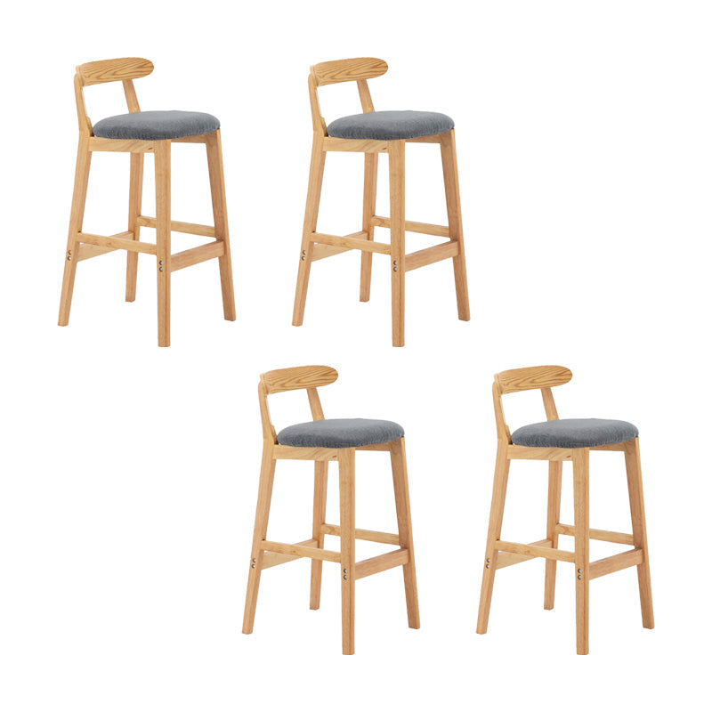 Upholstered Indoor Bar Stool Nordic Solid Wood Bar Stools with Natural Base