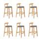 Upholstered Indoor Bar Stool Nordic Solid Wood Bar Stools with Natural Base