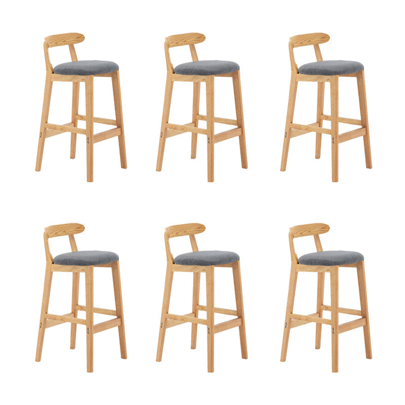 Upholstered Indoor Bar Stool Nordic Solid Wood Bar Stools with Natural Base
