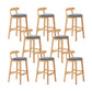 Upholstered Indoor Bar Stool Nordic Solid Wood Bar Stools with Natural Base